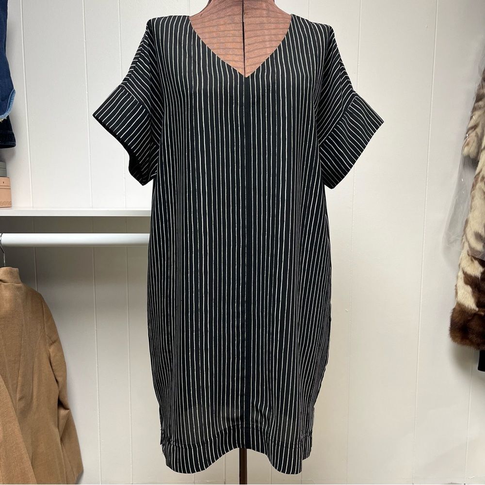 Madewell Novell Shift Dress In Chalkboard Black & White Striped Size Medium